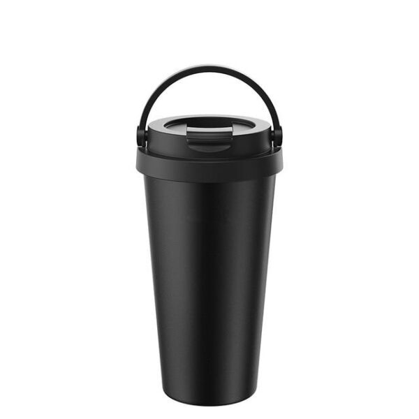 Mug isotherme inox noir 500 ml à poignée rétractable