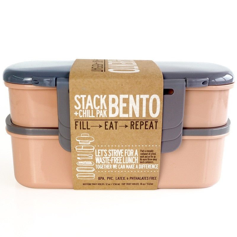 Lunch box bento nomade rose, 800 ml avec couverts