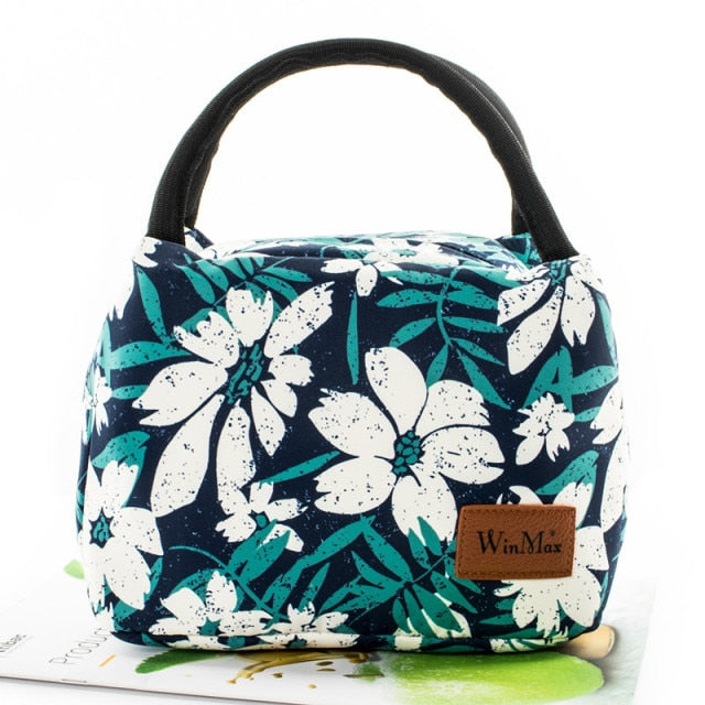 Sac isotherme repas Hanoï à grande fleur blanche