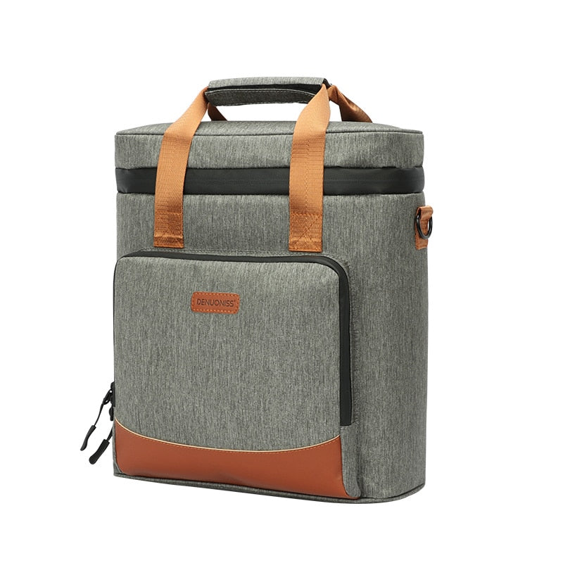 Sac isotherme repas Cambridge à bandoulière, finition cuir