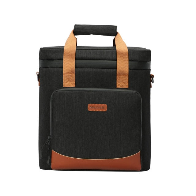 Sac isotherme repas Cambridge à bandoulière, finition cuir