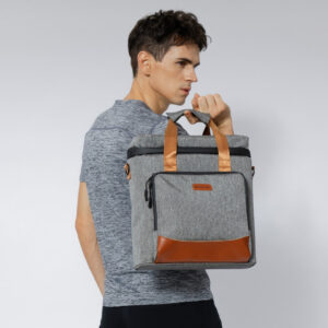 Sac isotherme repas Cambridge à bandoulière, finition cuir