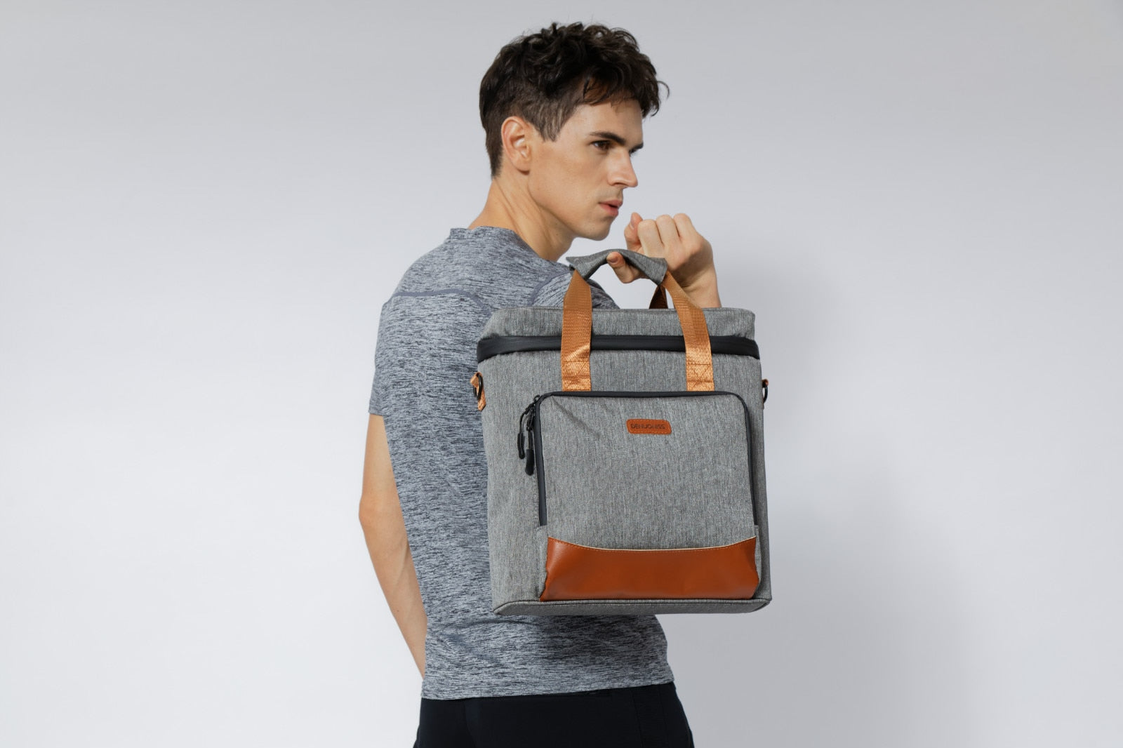 Sac isotherme repas Cambridge à bandoulière, finition cuir