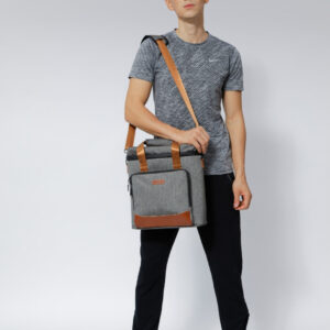 Sac isotherme repas Cambridge à bandoulière, finition cuir