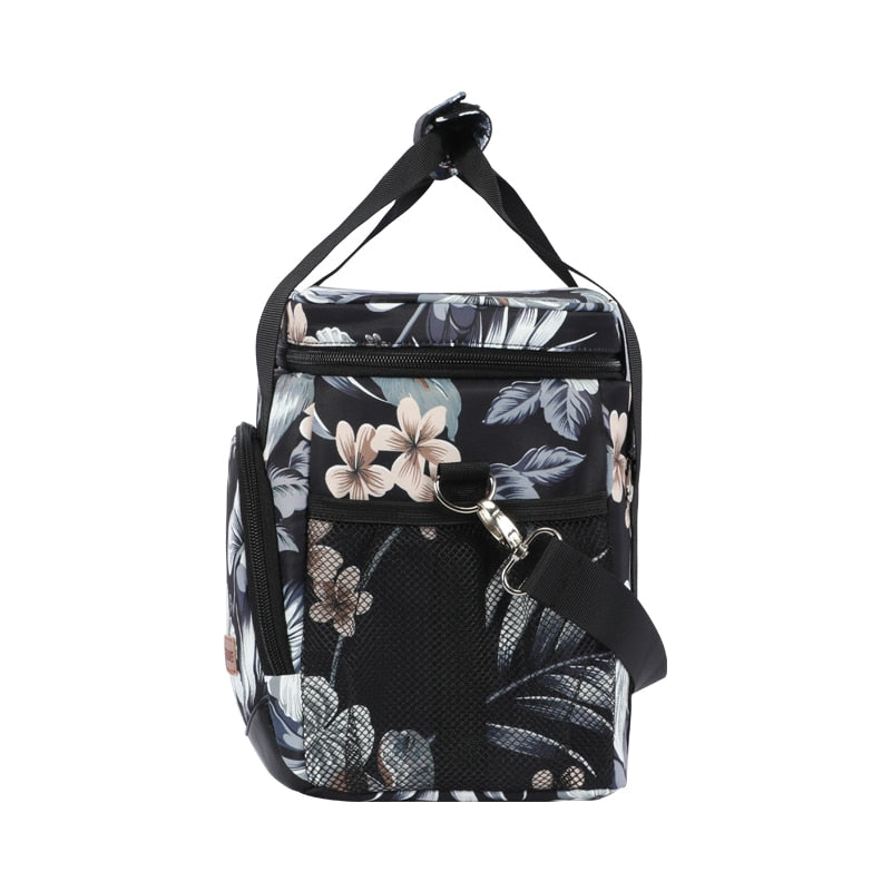 Sac isotherme repas Tahiti à motif floral, bleu, avec bandoulière