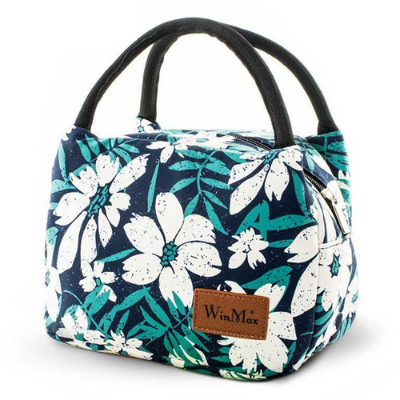 Sac isotherme repas Hanoï à grande fleur blanche