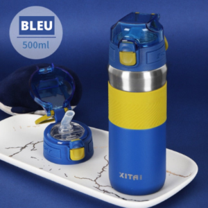 Gourde isotherme 500 ml à ouverture en un clic, antidérapante