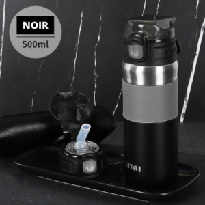 Gourde isotherme 500 ml à ouverture en un clic, antidérapante