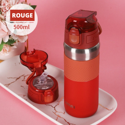 Gourde isotherme 500 ml à ouverture en un clic, antidérapante