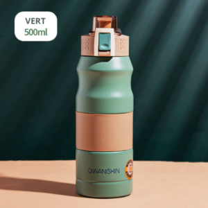 Gourde isotherme Voyage 500 ml à bec isolé anti-fuite
