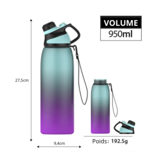 Gourde isotherme à bec verseur, inox légère, 0,95 ou 1,2 L