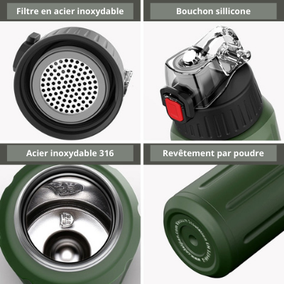 Gourde isotherme Montagne à bouton poussoir, 450 ou 600 ml
