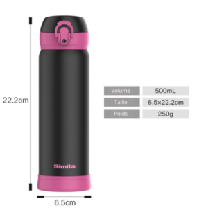 Gourde isotherme Noire 500 ml de 250 g en inox