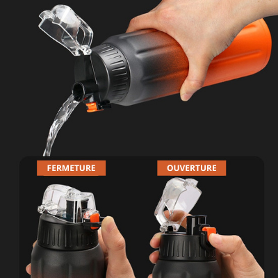 Gourde isotherme Montagne à bouton poussoir, 450 ou 600 ml