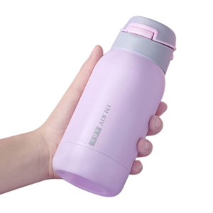 Gourde isotherme à paille intégrée 350 ml, bouton poussoir