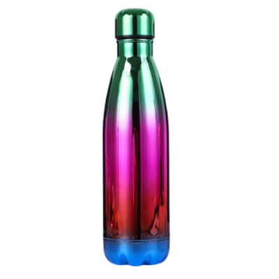 Bouteille isotherme Chrome Vert Rose, look futuriste