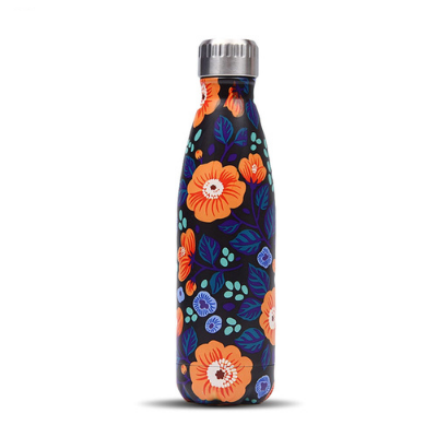 Bouteille isotherme Fleur Orange en inox, 500 ml