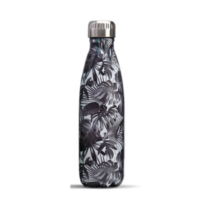 Bouteille isotherme Tropical Black 500 ml, motifs tropicaux