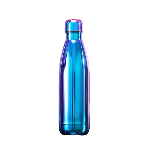 Bouteille isotherme Chrome Bleu 500 ml, bouchon hermétique