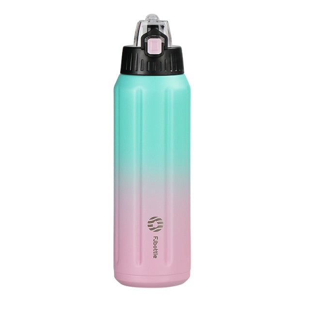 Gourde isotherme Montagne à bouton poussoir, 450 ou 600 ml