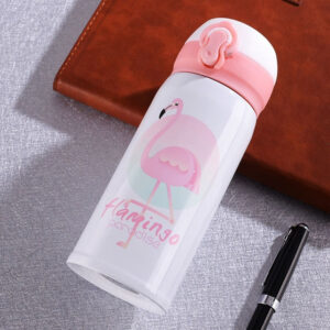 Gourde isotherme Flamant rose au motif tropical, 240 ou 380 ml