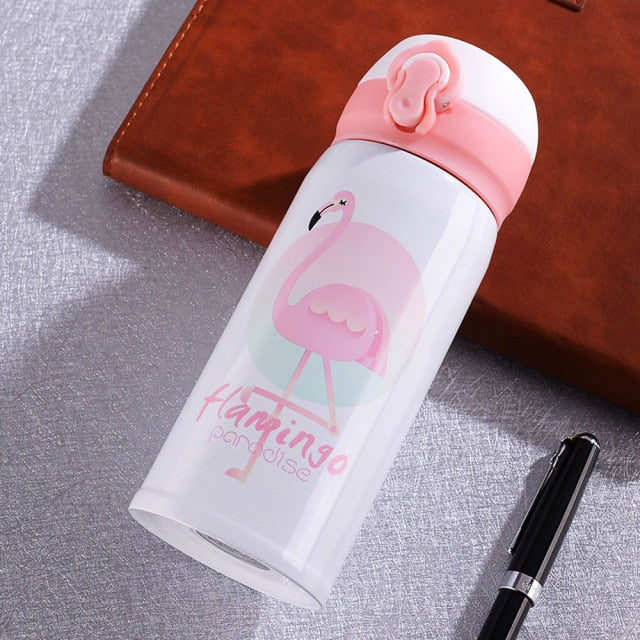 Gourde isotherme Flamant rose au motif tropical, 240 ou 380 ml