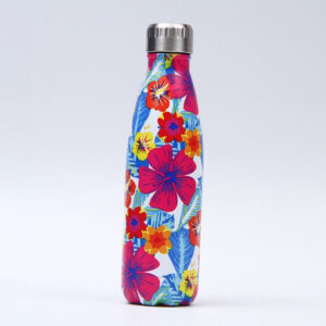 Bouteille isotherme Fleurs flashy 500 ml, bouchon à vis