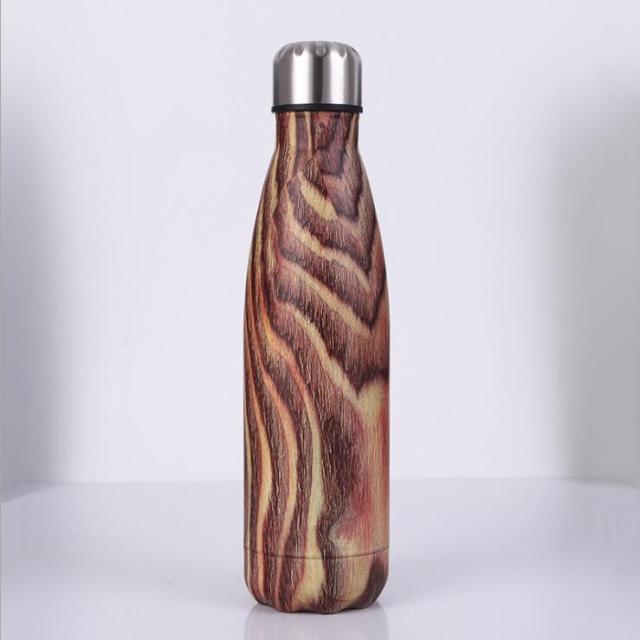 Bouteille isotherme Motif Bois 500 ml au look naturel