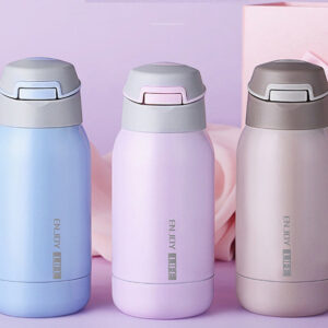 Gourde isotherme à paille intégrée 350 ml, bouton poussoir