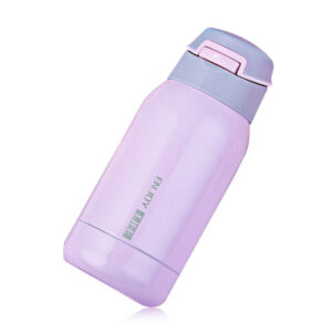Gourde isotherme à paille intégrée 350 ml, bouton poussoir