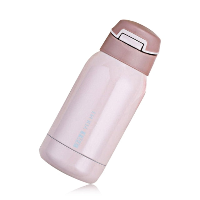 Gourde isotherme à paille intégrée 350 ml, bouton poussoir