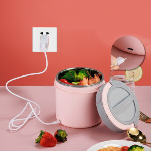 Gamelle chauffante USB 1,2 L en inox, jaune ou rose