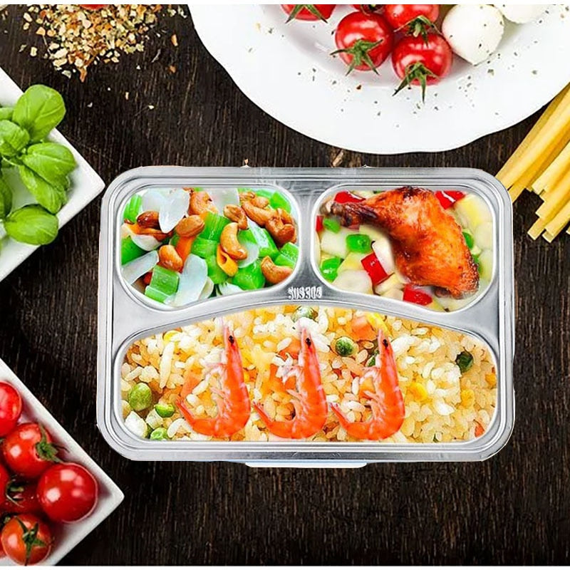 Lunch box chauffante en inox 220 V, 700 g, set de table