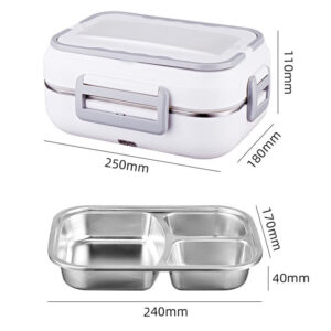 Gamelle chauffante 12 V, 24 V et 220 V en inox, 1 L
