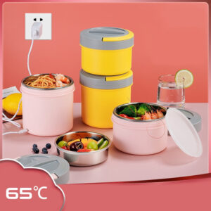Gamelle chauffante USB 1,2 L en inox, jaune ou rose