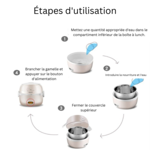 Gamelle chauffante 220 V en inox, quatre coloris