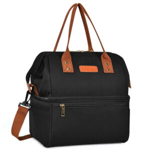 Grand sac à lunch isotherme à double compartiment, polyester