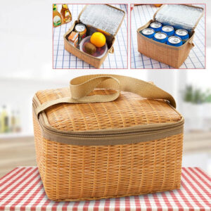 Petit sac isotherme repas style paille, 22 × 14 × 12 cm