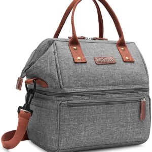 Grand sac à lunch isotherme à double compartiment, polyester