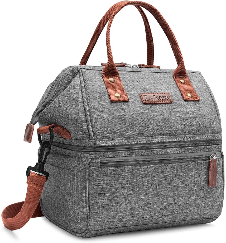 Grand sac à lunch isotherme à double compartiment, polyester