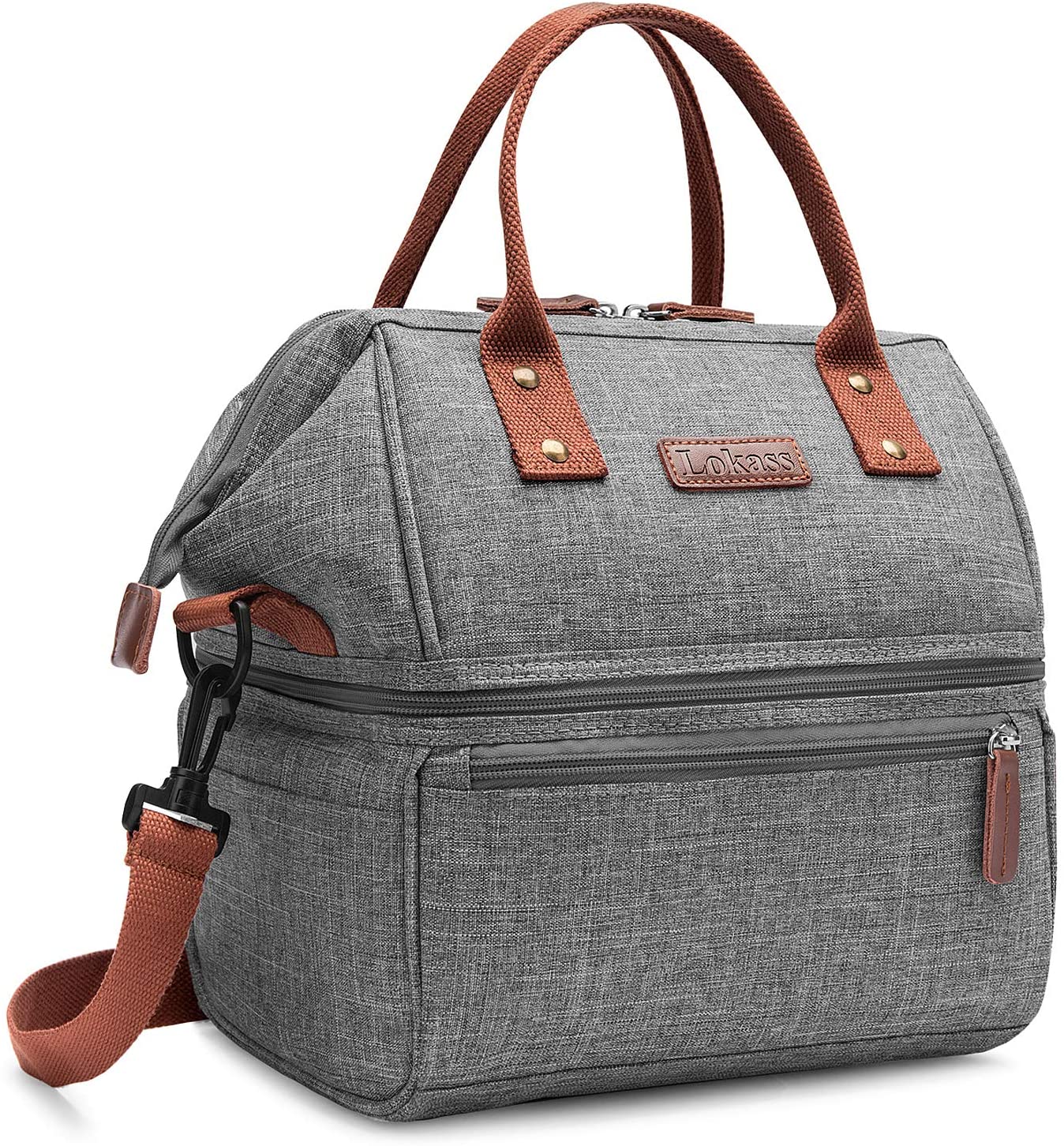 Grand sac à lunch isotherme à double compartiment, polyester