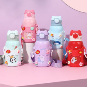 Gourde isotherme enfant 500 ml, motifs dessinés rose ou violet