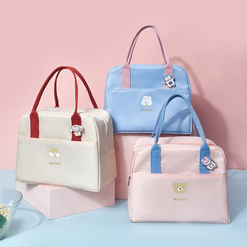 Petit joli sac isotherme repas pliable, quatre coloris