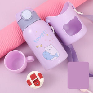 Gourde isotherme enfant 500 ml, motifs dessinés rose ou violet
