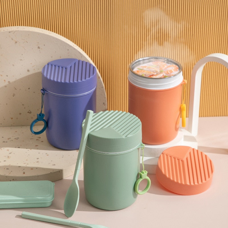 Boîte à déjeuner isotherme enfant en inox, vert, orange ou bleu