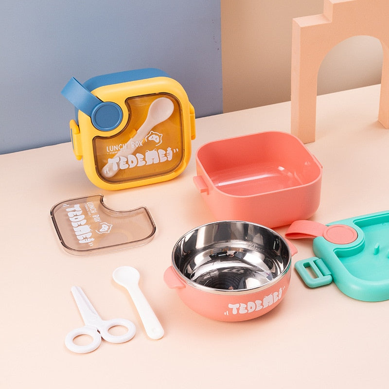 Gamelle isotherme chaud enfant en inox, bleue ou rose