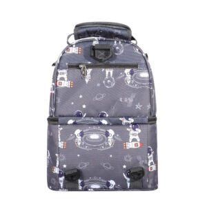 Sac à dos isotherme ado gris, polyester, fermeture bidirectionnelle