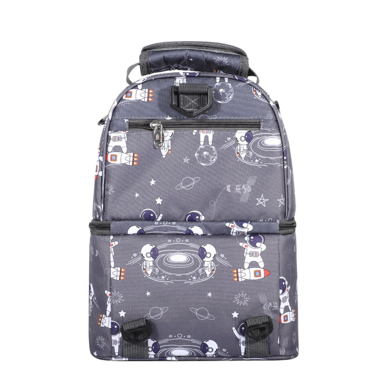Sac à dos isotherme ado gris, polyester, fermeture bidirectionnelle