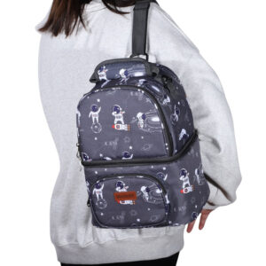 Sac à dos isotherme ado gris, polyester, fermeture bidirectionnelle