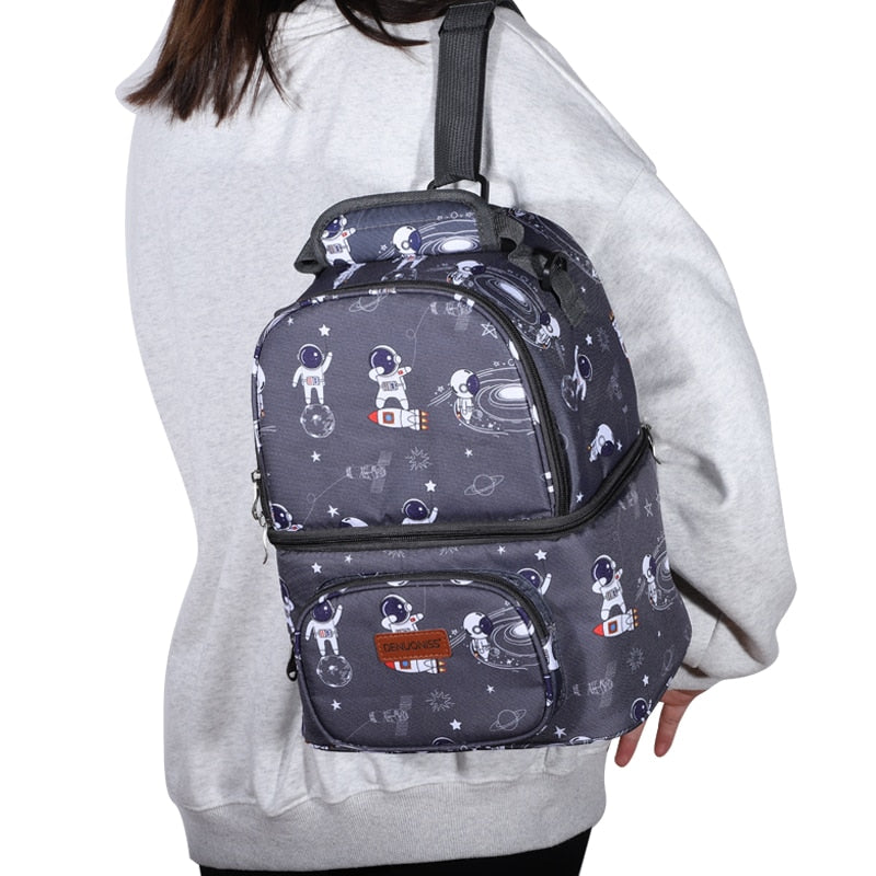 Sac à dos isotherme ado gris, polyester, fermeture bidirectionnelle